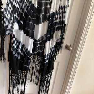 Black and white fringe cardigan